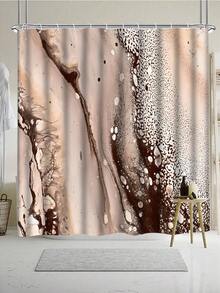 Marble Pattern Bathroom Set - Natural Flowing Texture Design, Includes Shower Curtain, Bath Mat, Toilet Seat Cover And Non-Slip Bathroom Mat, Adds A Blend Of Modern And Natural Beauty To The Bathroom - A - View 5