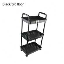 3/4 Tier Kitchen Storage Trolley Cart With Wheels Bathroom Laundry Rolling Rack 99*37*26cm,Black/ White - Multicolor - View 12