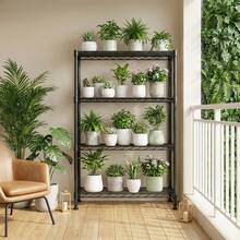 M MZG Modern 4-Tier Kitchen Organization Shelf, 1000 Lbs Heavy Duty Metal Storage Rack, Adjustable Wire Shelving Unit For Pantry, Laundry Room, Bathroom,Plants, Garage, Black -13.8"D X 29.5"W X 47.2"H - Black+4-tier,13.8" D X 29.5" W X 47.2" H - 查看 2