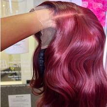 200% 高密度 13x6 13x4 5x5 高清透明蕾丝前假发，原生人发混纺，自然波浪卷，8-34 英寸 - 预先拔毛，无胶假发，带婴儿发，女士专用，无虫胶，无需胶水，即戴即用 - bug - 查看 3