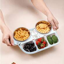 1pc Stainless Steel Cartoon Car Shaped Kids Divided Plate, Baby Feeding Bowl - Multicolor - View 5