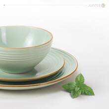 Richmount Dinnerware Set For 4 People, Stoneware Dinnerware Set With Speckled And Ribbed Pattern, Complete With Plates And Cereal Bowls, Dishwasher And Microwave, Scratch Resistant - Xanh lá nhạt - Xem 5