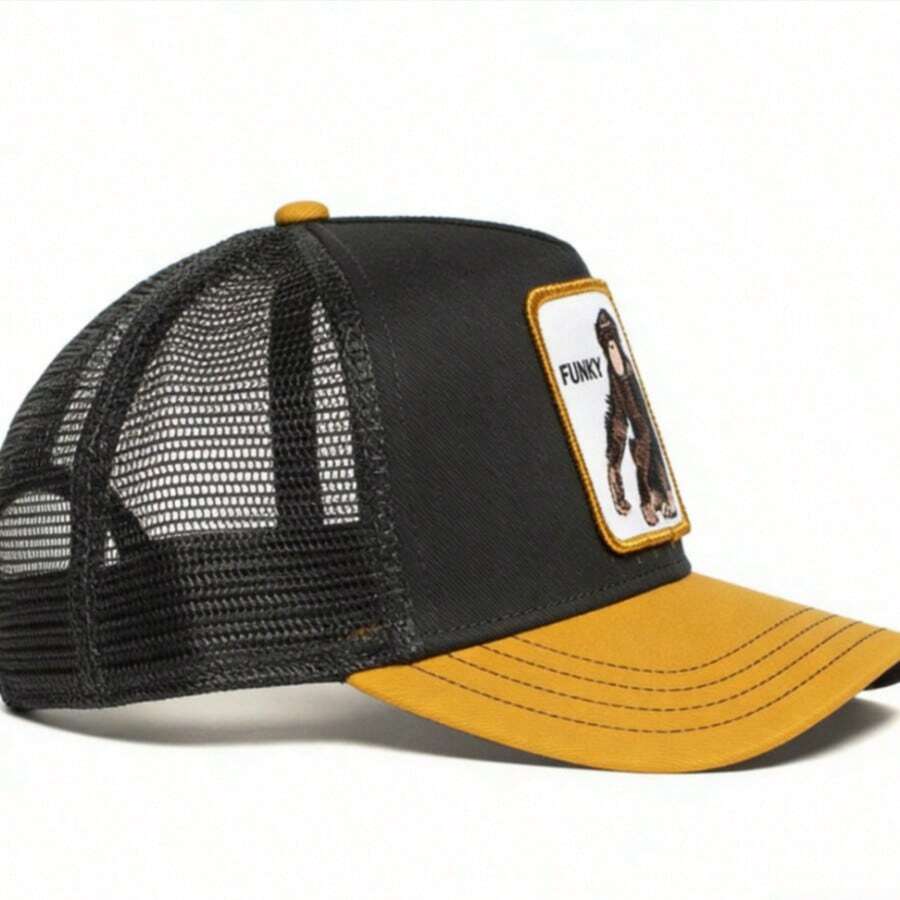 Classic Farm Embroidery Unisex Mesh Trucker Hat - Adjustable Snapback - Black - View 1