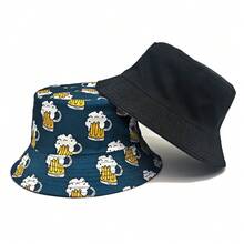 Fashionable Beer Print Reversible Bucket Hat, Unisex Outdoor Casual Sun Protection Beach Hat, Lightweight & Breathable, Spring/Summer - Beer - View 3