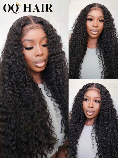 OQ Hair 200% Density 18-30 Inches Salon-Quality Deep Wave Wear Go Glueless Wig Pre-Cut 7x5 Transparent Lace Front Wig Natural Black Long Wig Pre-Plucked Hairline Beginner Friendly, No Glue Needed, 100% Human Hair Wig, Long-Lasting Breathable Cap, Lightweight And Comfortable For Daily Wear, Minimal Shedding, Invisible & Seamless, Natural Looking, Daily Use Office Ready Party Style Y2K Baddie Vacation Outfits Outdoor Sunday's Best Cosplay Campus School Holiday Back To School Wedding Festival Ready Date Night Glam Wig For Women