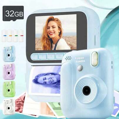 Sofort-Fotokamera für Damen und Herren, Kamera mit Sofortbilddruck - 8-fach Zoomobjektiv & 1080P HD Video | Eingebauter Blitz & farbenfrohe Fotopapierset | Perfekte tragbare Kamera für Reisebegeisterte & Partyfotografie, mit 4 Farbfotopapirrollen, 1300mAh wiederaufladbarer Akku für Urlaub, Weihnachten, Halloween, Geburtstage & besondere Anlässe