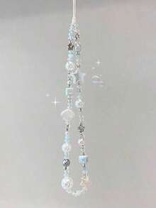 1pc Spring And Summer New Shell Stars Ocean Style Blue Gentle Series Diy Short Mobile Phone Lanyard Mobile Phone Charm Compatible Bag Pendant Key Chain Camera Ccd Lanyard Specially Designed For Women Gifts For Mother, Family, Friends, Birthday, Holiday Phone Chain Compatible With Android And Most Smartphone,Gifts For Mother, Family, Friends, Kids, Birthday, Holiday - 淺藍色 - 查看 2