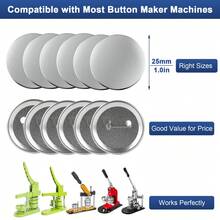200 Sets Blank Button Making Supplies 25mm (1 Inch), Metal Badge Parts With Pin Backs & Clear PVC Films, Professional Round Pin Badge Component Kit For Personalised Crafting & Merchandising - A - 查看 9