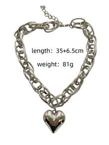 1 τμχ Μοναδικό κολιέ με καρδιές με αλυσίδα Hiphop Street-Style Niche, αλυσίδα κλείδας, δώρο για πάρτι - Χοντρό κολιέ αγάπης σε σχήμα Ο διπλής ύφανσης - Προβολή 10