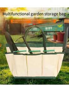 Large Capacity Garden Tool Storage Bag, Compartment Design, Waterproof & Dirt-Resistant, Portable Garden Supplies, Unisex, Storage Tote Bag, Suitable For Outdoor Gardening, Lawn Picnic, Travel Camping, Home Organization, Storage Box, Travel Essentials, Home Goods, Gardening Equipment - One Size - View 9