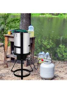 13x32 Inch Black Round Tripod Stove Rack – Silver Fryer Basket For Gas Stoves - 2-piece Set - View 7