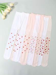 2/6 Pairs Girls Fruit Print Tight Leggings, Breathable Thin Tights For Spring/Summer - Multicolor - View 23