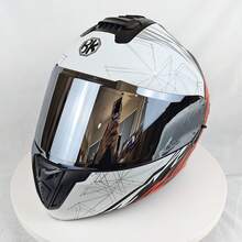 Futuristic Geometric Pattern Flip-Up Motorcycle Helmet, Dual Lens Anti-UV Anti-Fog, Street Fashion Bike Helmet, Personalized Flame Graphic, Ventilated - Flame - View 21