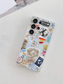 1件装时尚创意度假飞机地图相机地标图案透明软TPU手机壳，防摔防刮防指纹，保护摄像头镜头，兼容三星、Nothing、Pixel等品牌手机。 - 彩色 - 查看 2