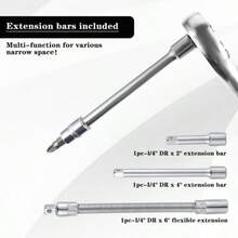 46PCS Small Drive Socket Ratchet Wrench Screwdriver Set, 1/4 Inch Metric Socket And Ratchet Wrench Set With Extension Bar, Upgrade Compact Tool Set For Car - Black - View 4
