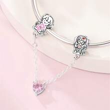 1 情人节系列 - 玫瑰爱心气球月亮安全链吊坠，适用于 3mm 原装手链 DIY 串珠手链，女士时尚饰品，节日生日礼物 - 彩色 - 查看 9