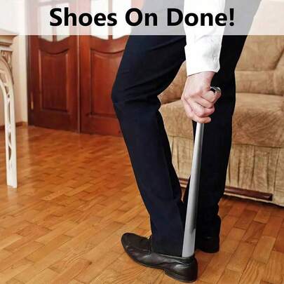 1pc 20.47inch/52cm Stainless Steel Shoe Horn, Slouchy Shoe Helper, Pregnancy Assistance Shoe Puller, No Bending Down