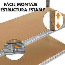 Étagère de rangement en métal Klack - Acier galvanisé avec 5 tablettes en MDF 150 x 70 x 30 cm - Livraison depuis l'Espagne! - Argent - Voir 7