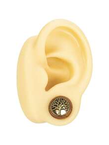 1对时尚复古波西米亚风耳扩，天然木质镂空镶嵌生命之树耳塞，男女通用穿刺饰品，适合日常、派对、节日佩戴 - 生命樹 - 查看 7