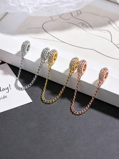 1pc Fashionable Versatile DIY Rhinestone Shiny Safety Chain Beaded Jewelry, Gift For Best Friend, Women's Daily Decoration For DIY Jewelry Accessories