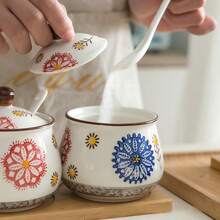 Japanese Ceramic Seasoning Jar And Spice Box - Creative Salt Jar And Spice Box Set - Home Kitchen Storage Canister - Home Kitchen Supplies - Multicolor - View 7