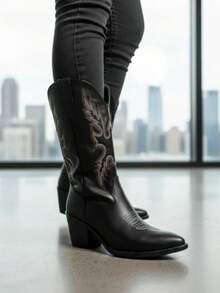 Women Western Boots - Black - View 3