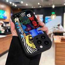 Collage de rostros, instrumentos y elementos psicodélicos. Esta elegante funda es compatible con Samsung, Apple, OPPO, , etc. Fabricada en TPU flexible, resistente a golpes y arañazos, ofrece una excelente protección contra caídas y un agarre cómodo. Es un regalo ideal para familiares, amigos y seres queridos, ideal para festivales, San Valentín y artículos de . - Negro - Ver 2