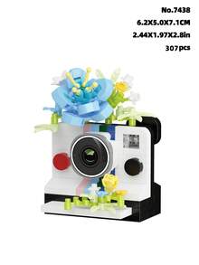 6pcs (0-5 Inches) Camera Simulation Building Block Toy Models, Made Of ABS Plastic, Cute Camera Shaped Blocks With Camera & Flower Patterns, Simple Assembly, Great DIY Gift And Home Decor Accessory - Multicolor - View 16