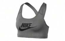Sujetador deportivo de soporte medio con contraste de color Swoosh Dri-Fit de Nike, para mujer, gris oscuro - Gris - Ver 11
