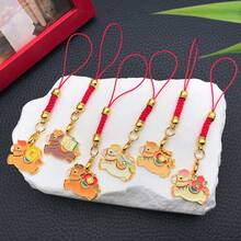 1件装 时尚珐琅可爱马年2026年手机挂件钥匙扣新年中国风祝福钥匙扣包包挂件钱包挂件完美新年礼物 - 彩色 - 查看 7