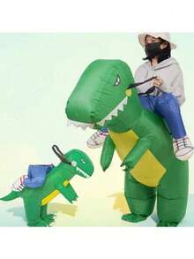 Hweilai Inflatable Dinosaur Costume Adults, Inflatable Halloween Costumes, Ride on Dino Costume, Blow Up T-rex Costume Fancy Dinosaur Suit for Halloween Party - Grün - Übersicht 2