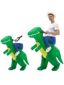 Hweilai Inflatable Dinosaur Costume Adults, Inflatable Halloween Costumes, Ride on Dino Costume, Blow Up T-rex Costume Fancy Dinosaur Suit for Halloween Party - Grün - Übersicht 9