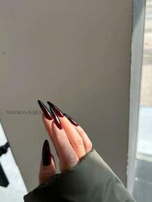 24Pcs Long Stiletto Press On Nails, Cherry Red Burgundy Solid Color False Nails, Edgy Y2K Fashion Glossy Acrylic Fake Nails, Full Cover Removable Reusable Nail Tips, Easy Apply At Home DIY Manicure Set, Fall Winter Nail Art Accessories, Professional Salon Quality Long Lasting, Comfortable Fit For Women Girls Teens, Perfect For Party Prom Halloween Christmas Daily Wear, Gift For Her Girlfriend Wife Daughter Mom Sister - 酒紅色 - 查看 6