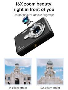 1 Pc CCD HD 48 Million Pixels, 2.7K HD Video,4K Mega Pixels,16x Zoom Digital Camera Entry-Level Mini Card Machine, Including 32G Memory Card + Card Reader - Camera + 32G Memory Card - View 7