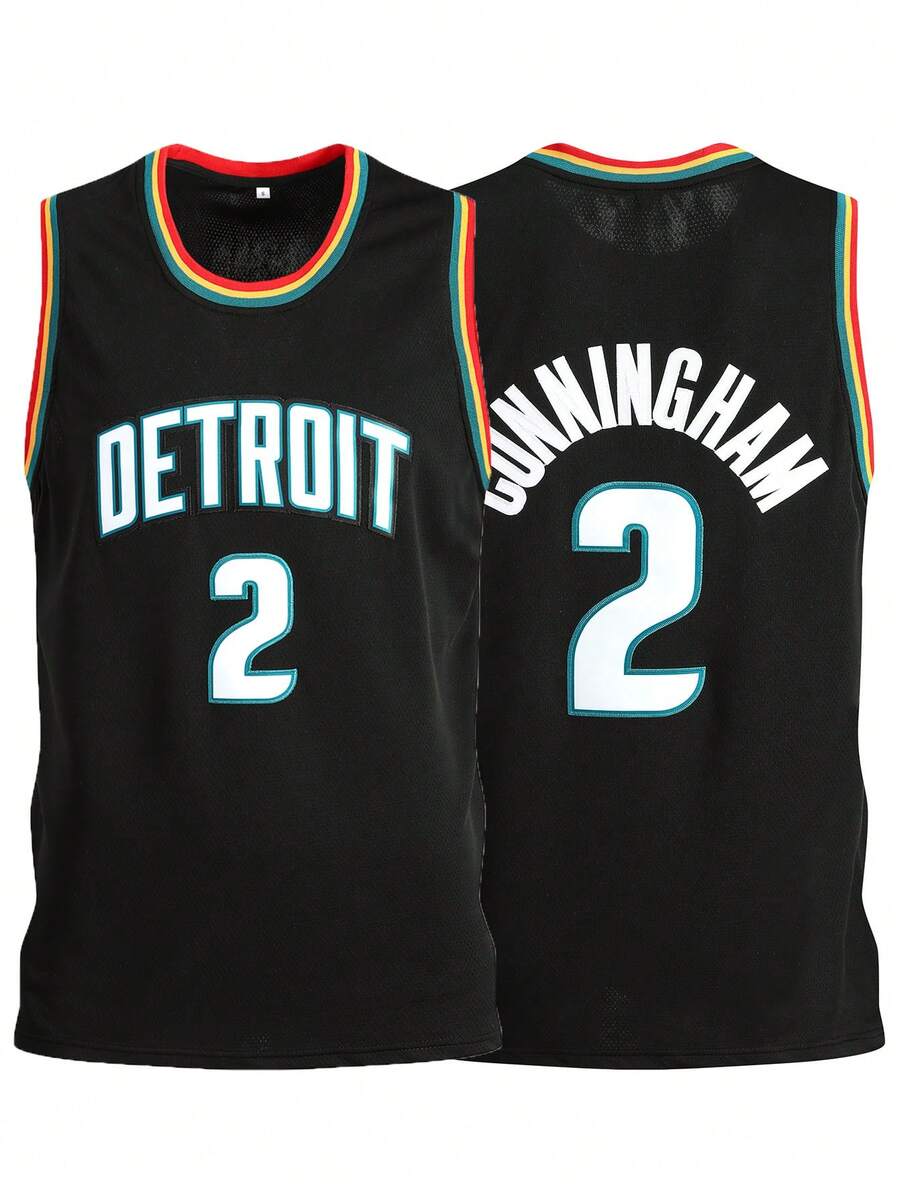 Atonmore 2pcs Men's Basketball Jersey, Black With Embroidered Stitching, Sleeveless Casual Sports Tank Top Spring - Black - View 1
