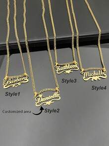 Customized Dainty Nameplate Necklace, Custom Name Stainless Steel Necklace, Personalized Nameplate, Golden Love Gold Name Necklace, 18K Gold Filled Name Necklace, Suitable For Women, Personalized Gift For Friends, School Supplies, For Teacher Gifts, For Dorm Rooms, For Teacher, College Students, Freshman, Sophomore - 彩色 - 查看 7