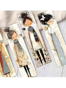 32pcs Creative Cute Butterfly Girl Bookmarks, Retro Minimalist Bookmark Set, Unique Abstract Girl & Butterfly Pattern Delicate Bookmarks, Colorful DIY Decorative Page Markers, Ideal For School Separation, Book Lovers, Students, Friends And Teachers, Perfect Reading Reward, Stationery And Reading Accessory Bookmarks, Spring Easter Teacher's Day Birthday Gift - 彩色 - 查看 1