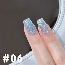 12毫升/瓶 2026新款派对薯片裂纹闪粉钻石亮片凝胶指甲油，美白，蓝色，粉色，超亮绿色，紫色闪粉，透明，适用于脚趾，UV灯，美甲沙龙用品 - 彩色 - 查看 18