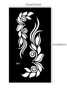 Plantilla de tatuaje hueco hecho a mano Hana - Patrón de flor de rosa para arte de uñas - Diseño floral sexy, adecuado para manos, pintura DIY, tinta, pegatinas de plantilla de mandala reutilizables, apto para maquillaje de fiesta corporal de mujeres - Negro - Ver 10