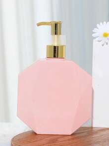 1pc High-End Polygonal Dispenser Bottle, Made Of Creative Hexagonal PET Material. 300ml Flat Pump Bottle Suitable For Bathroom And Hotel, Can Be Used To Dispense Shower Gel, Shampoo, Conditioner, Body Lotion And Hand Cream, Etc. - Polygon - View 2
