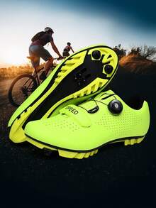 Giày đi xe đạp địa hình nam, giày thể thao bốn mùa, giày đạp xe địa hình đế cứng chống mài mòn, giày MTB có kẹp, giày đua xe đạp đường trường, giày xe đạp địa hình nam, giày MTB - Xanh huỳnh quang - Xem 6