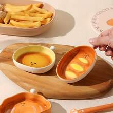 1/4pcs 4-Inch Cute Bread Shaped Sauce Dish, Salad/Ketchup/Condiment Plate, Mini Bowl, Suitable For Breakfast Lunch Dinner/Home Kitchen/Home Decor - Multicolor - View 5