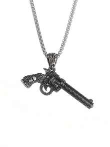 1PC New Retro Skeleton Revolver Pendant Necklace For Men And Women Hip-Hop Rock Motorcycle Party Jewelry Gift - Fashion - View 11