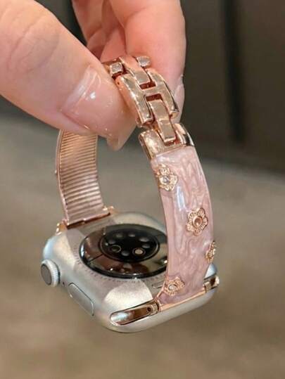 1pc Chinese Style Floral Metal Band Compatible With 38/40/41/42/44/45/46/49mm Bands, Fits Ultra/SE/Series 10/9/8/7/6/5/4/3/2/1