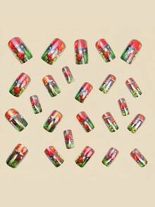 Red Mushroom Pattern Design For Nails 24 Pieces Of Nails Press On Fake Nails Nails Supplies Art Y2k Nails - Red - View 3