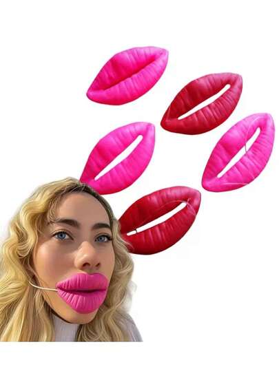 2件套趣味大面具（包含1个红色新奇嘴唇道具+1张随机明信片），COS表演趣味香肠嘴道具，火红嘴唇，性感红色香肠嘴，趣味嘴部服装配饰，新奇摄影棚装扮（热门喜剧装饰），适用于婚礼、派对、单身派对、主题活动和拍照道具，生日和节日趣味礼物