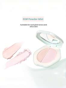 NOVO 双色高光粉，哑光和珠光妆效，自然轮廓腮红，适合日常妆容，学生适用，性价比高，派对礼物，新年、秋冬季、送给朋友、聚会礼物，Y2K风格，可爱 - 02#粉霧 - 查看 12