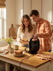 SOKANY 08112 三明治机 家用早餐机 煎吐司神器 不粘涂层煎炸机 水锁纹路设计 口感柔和 - 黑色 - 查看 2