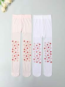 2/6 Pairs Girls Fruit Print Tight Leggings, Breathable Thin Tights For Spring/Summer - Multicolor - View 34