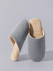 Dép đi trong nhà cao cấp dành cho nữ, đế mềm, thoải mái, chống trơn trượt, kiểu dáng tối giản thanh lịch, nhẹ, êm ái, thoáng khí, dép kín mũi cho phòng ngủ, thích hợp cho mùa xuân/thu. - Xám - Xem 5